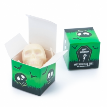 Promotional Halloween Eco Mini Cube  - White Chocolate Skulls x 