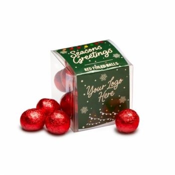 Winter Collection Clear Cube - Red Foiled Balls