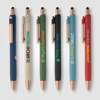 Printed York Recycled Plastic Bronze Trim Stylus Ballpoint Pen
