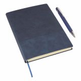 Recycled PU notebook with ballpen gift set (approx. A5)