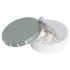 Round plastic pot with metal lid and sugar free mints