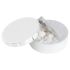 Round plastic pot with metal lid and sugar free mints