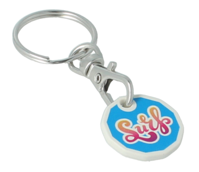 Recycled Eco Trolley Chip Keyring - New Shape