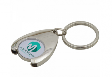 Branded Full Colour Wishbone Trolley Coin Keyring