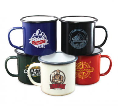 Printed 10oz Coloured Enamel Mug - Wraparound Print