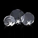Medium Round Crystal Award with Chrome Star