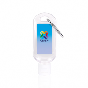 Promotional 50ml Hand Sanitiser Gel with Carabiner Clip