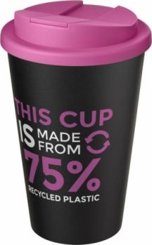 Promotional Americano Eco 350 ml recycled tumbler with spill-pro