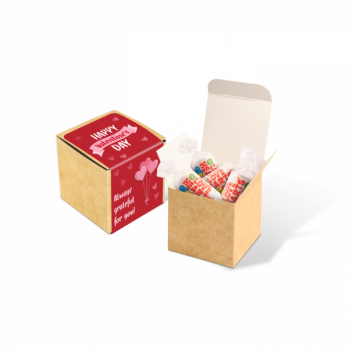 Promotional Eco Kraft Cube - Love Hearts