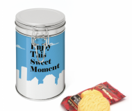 Promotional  Silver-Flip Top Tin - Shortbread Biscuits